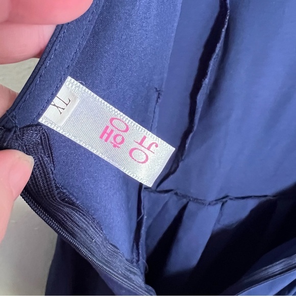 Sleeveless Fit & Flare Dress Navy Blue Pleated XL - Picture 8 of 8